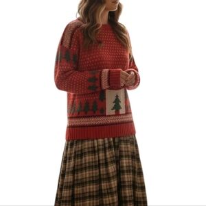 Northern Isles Vintage Red Christmas Tree Knit Sweater Pullover Ugly Holiday XL